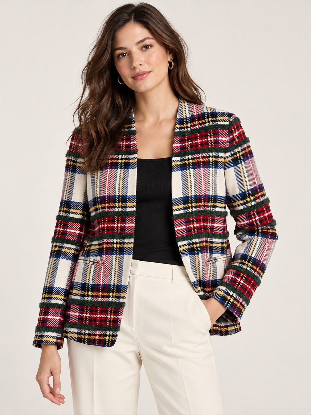 J. Crew Plaid Open-Front Blazer - NEW